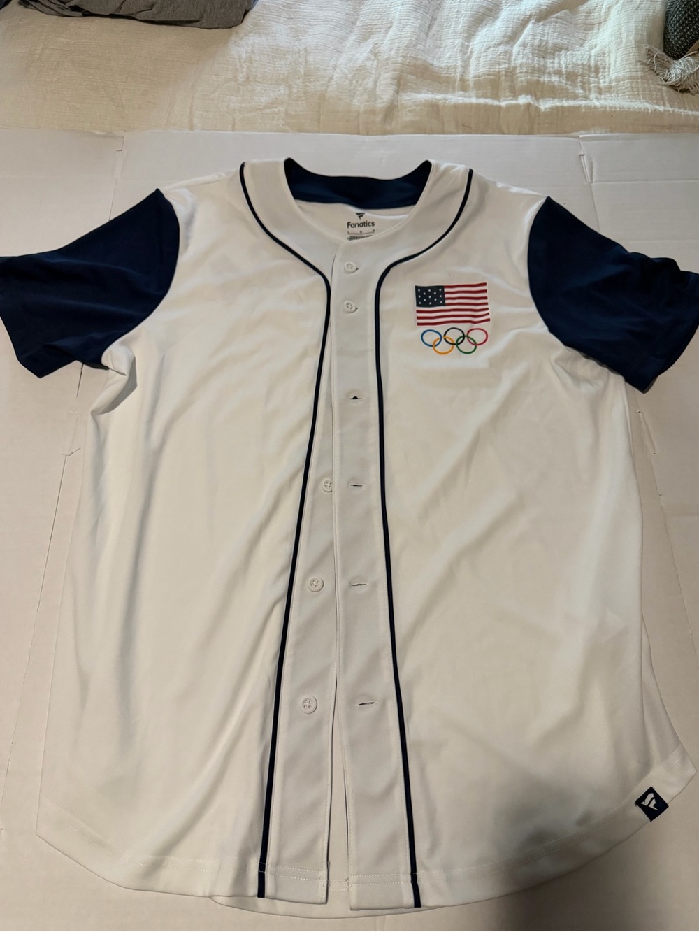 Fanatics White & Navy USA Olympic Button-Front Jersey